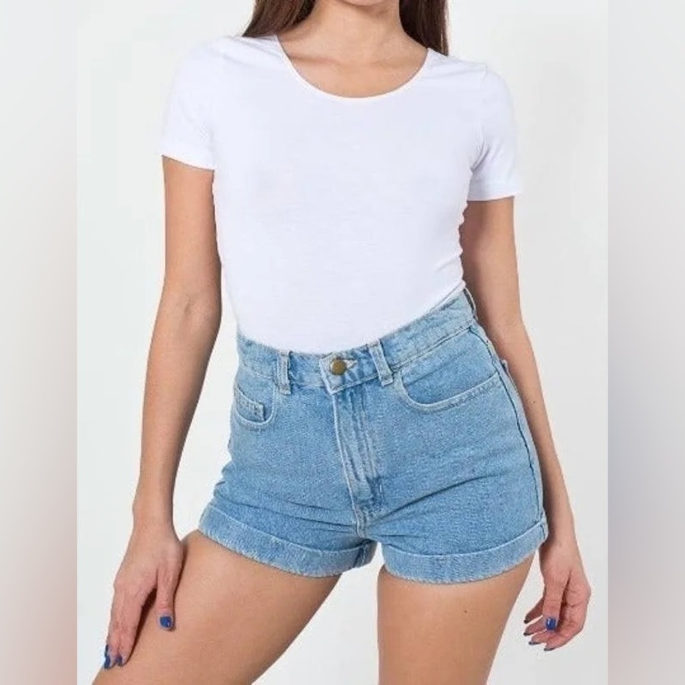 NWOT American Apparel denim 90s light wash the high waisted cuff short